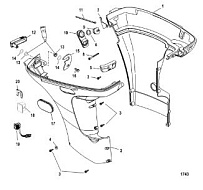 Низ капота 4-Х ТАКТНОГО ПЛМ MERCURY 40 Серийный номер от 1B227000 до 1B344398