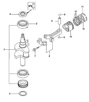 Коленчатый вал, поршень и шатун 4-Х ТАКТНОГО ПЛМ MERCURY 3.5 Серийный номер от 0R131842 и выше