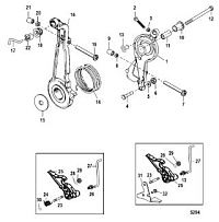 Рычаг дроссельной заслонки и сцепление 2-Х ТАКТНОГО ПЛМ MERCURY 50EO Серийный номер от 0G760300  до 0T979999