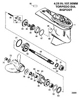 Корпус коробки передач, карданный вал - 2.31:1 передаточное число 2-Х ТАКТНОГО ПЛМ MERCURY 55 Серийный номер от 9973100 до 0P016999