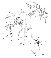 Впускной коллектор и топливный насос 4-Х ТАКТНОГО ПЛМ MERCURY 15 Carb(2CYL) Серийный номер от 0R235949 и выше