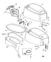 Верх капота 2-Х ТАКТНОГО ПЛМ MERCURY 50EO Серийный номер от 0P017000 до 0P325499