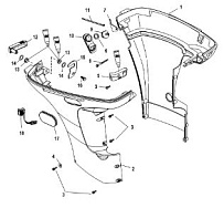 Низ капота 4-Х ТАКТНОГО ПЛМ MERCURY 60 Серийный номер от 0T409000 до 1B344306