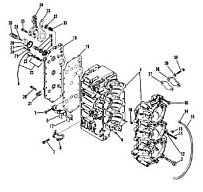 Блок цилиндров и картер 2-Х ТАКТНОГО ПЛМ MERCURY 90 Серийный номер от 9483121 до 9506480