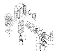 Впускной коллектор и резонатор 2-Х ТАКТНОГО ПЛМ MERCURY 75 Серийный номер от 9506481 до 9589038