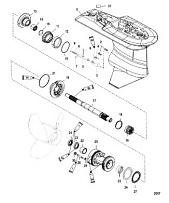 Корпус редуктора, карданный вал 4-Х ТАКТНОГО ПЛМ MERCURY 80 Серийный номер от 0P459572 и выше