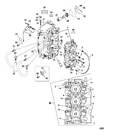 Блок цилиндров и картер 2-Х ТАКТНОГО ПЛМ MERCURY 55 Серийный номер от 0T980000 и выше