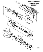Корпус коробки передач (карданный вал) - 2.31:1 передаточное отношение 2-Х ТАКТНОГО ПЛМ MERCURY 55 Серийный номер от 0G590000 до 0G760299