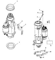 Стартер, 1B759587 и ниже 4-Х ТАКТНОГО ПЛМ MERCURY 100 Серийный номер от 0P459572 и выше