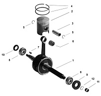 Коленвал, поршень КВАДРОЦИКЛА STELS ATV 100 C