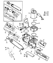 Система наклона двигателя, Three Ram (Design II ) 2-Х ТАКТНОГО ПЛМ MERCURY 75 Серийный номер от 9589039 до 9793576
