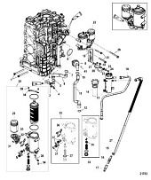 Блок цилиндров / масляный радиатор 4-Х ТАКТНОГО ПЛМ MERCURY 135 Серийный номер от 1B2270001 до 1B381711