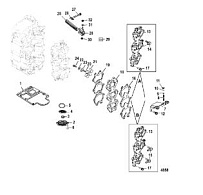 Впускной коллектор и резонатор 2-Х ТАКТНОГО ПЛМ MERCURY 55 Серийный номер от 0P325500 и выше