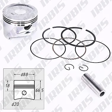 Поршневой комплект 4T ZS188F D88 h66,5 p20mm