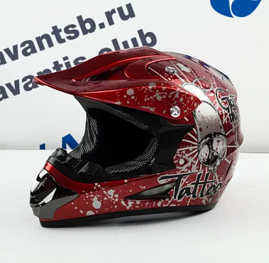 Шлем кроссовый Avantis Tattoo, Красный