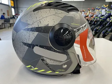 Шлем открытый с визором HETOSHI XD1-260 цв. Серый с черно-зелеными вставками р. L